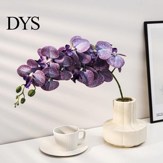 Natural Look Silk Orchid Stems Artificial Phalaenopsis Flowers 10-Head Stem 3D Printing Realistic Orchids Living Room Flower Arrangement for