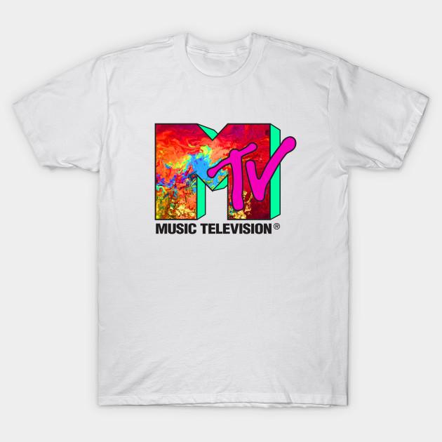 Мужская черная футболка с принтом Логотип MTV с абстрактным принтом на трансферной бумаге без вырезания Хлопковая футболка