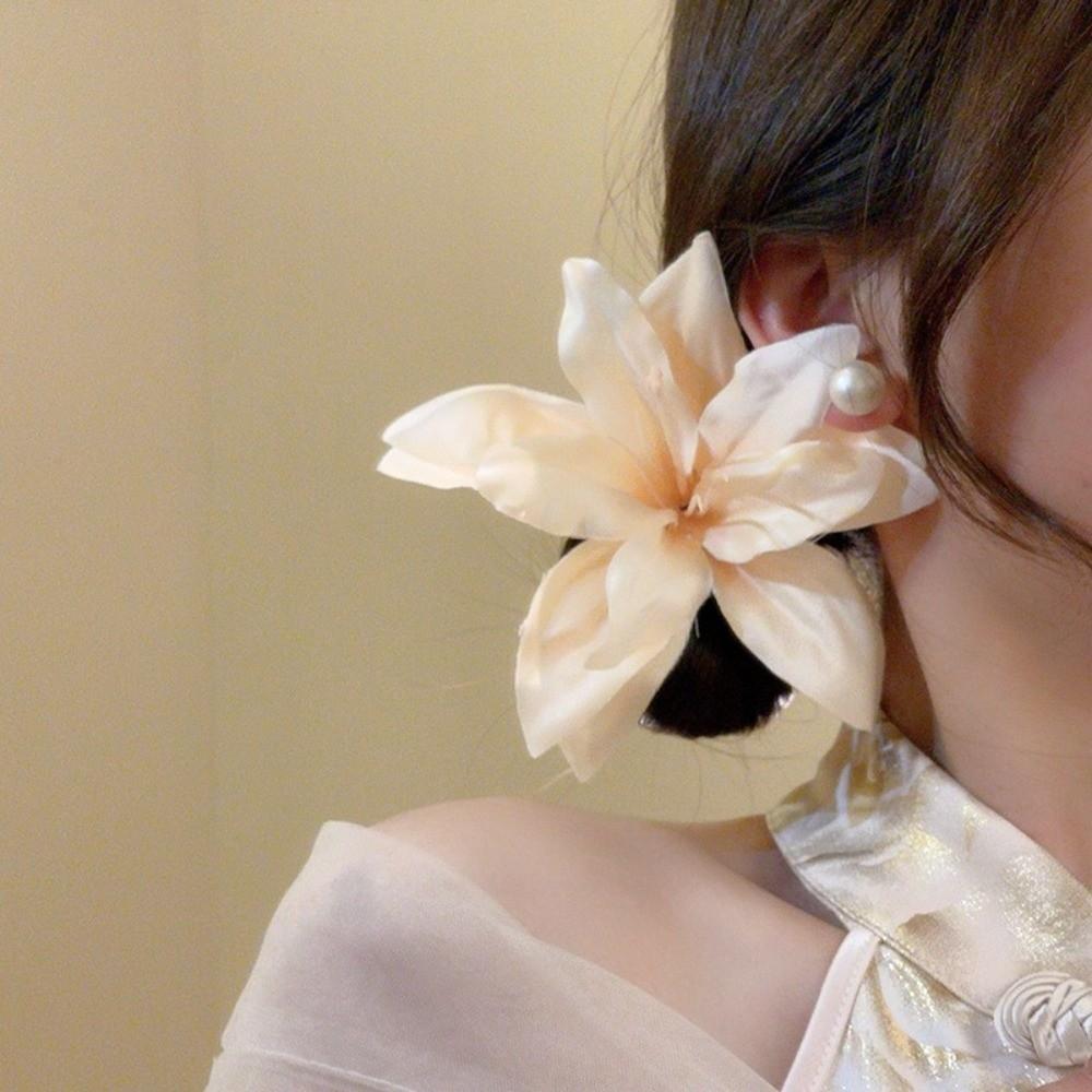 Long Tassel Sweet Petal Hair Clips Elegant Flower Duckbill Clip Women Use