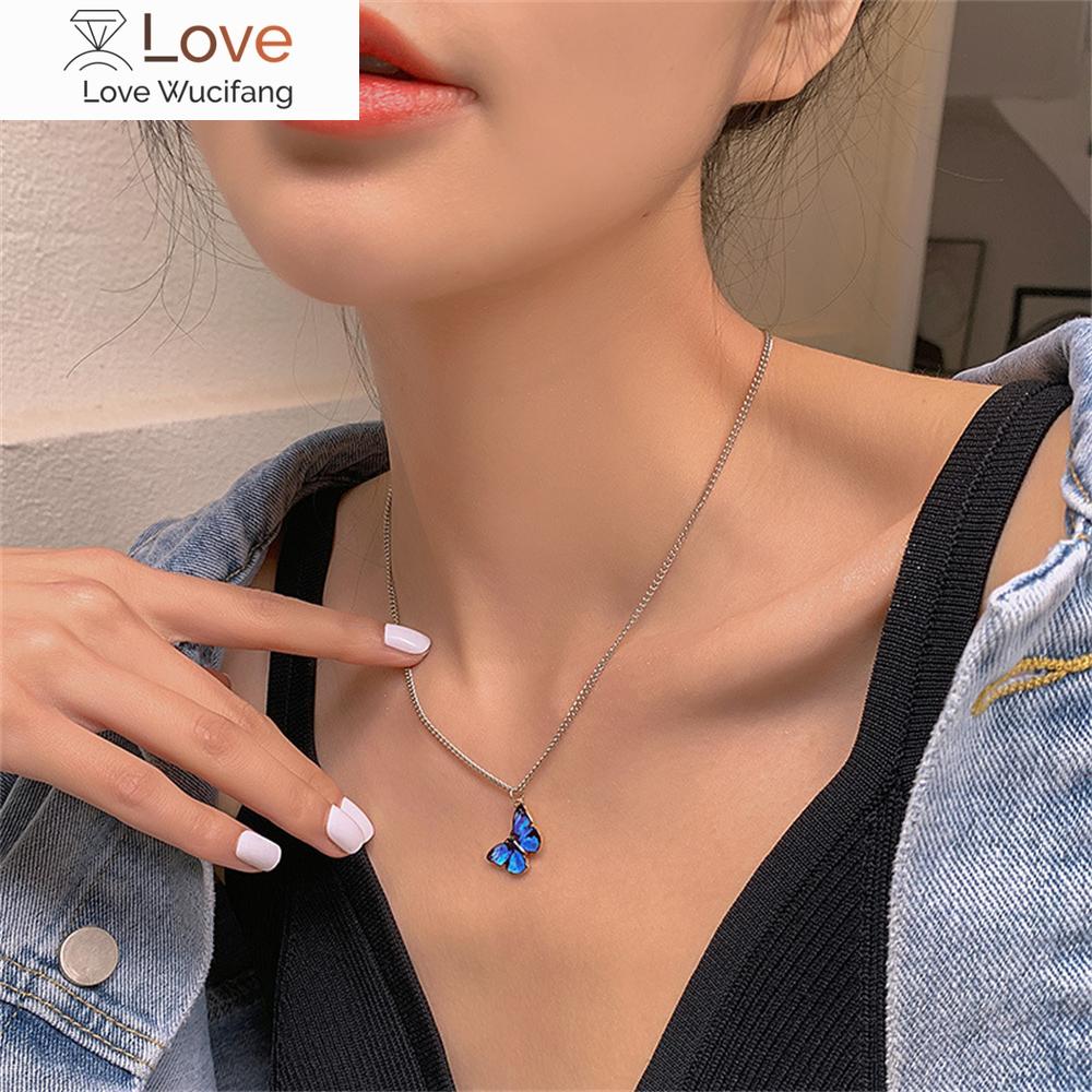 Модное женское ожерелье в корейском стиле с милой бабочкой, ожерелье в подарок для девочки, милые украшения на шею, подарок на день рождения для девочки