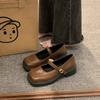 French Retro British Style Small Leather Shoes Women's Spring New Square Head Mary Jane Shoes Low Heel Light Mouth Single Shoes