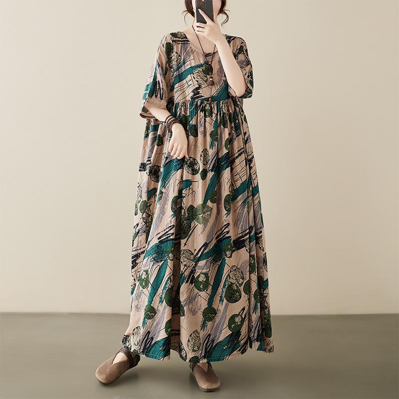 Летнее платье Art Retro свободного кроя с короткими рукавами для женщин