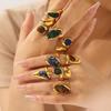 French Retro Natural Stone Stainless Steel Women's Ring - High-End Non-Fading Titanium Steel Jewelry