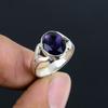 Amethyst Gemstone Ring, Sterling Silver 925, Oval Cabochon, Purple Gemstone, Wedding Engagement Gift
