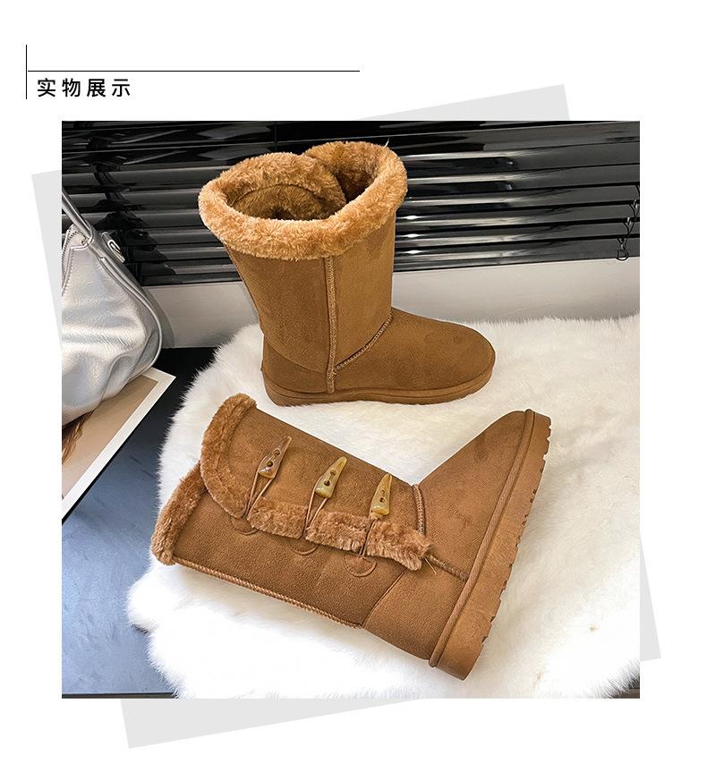 Снежные сапоги роговая пряжка высокие женские туфли