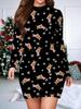 2025 Autumn and Winter New Women's Hip-wrapped Dress,3D Christmas Printing and Dyeing Women's Fashion Long-sleeved Round Neck Sexy Hip-wrapped Dress