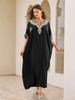 2024 Black Fashion Bathing Suit Cover Up For Women House Dress Chic Embroidery Kaftan Summer Beach Swimsuit Coverup Outfit Q1622