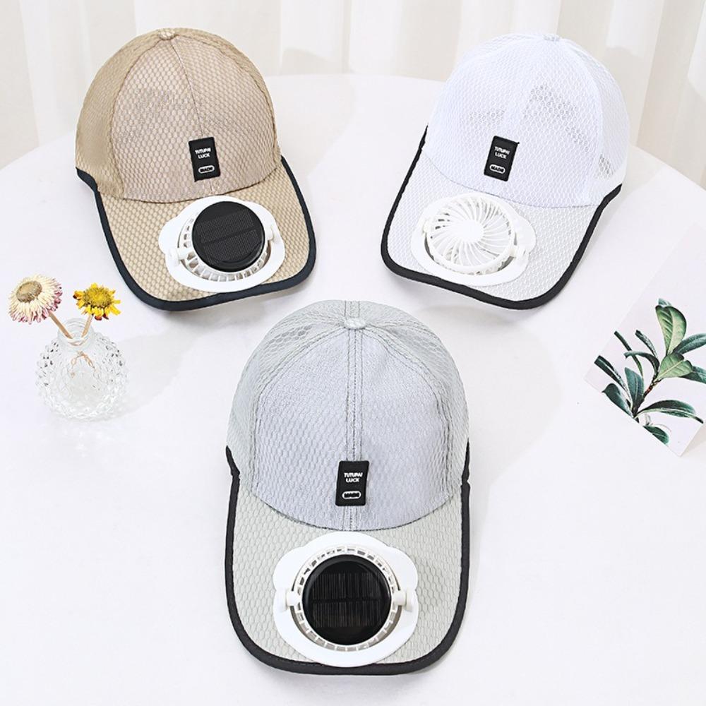 Quick Dry Baseball Cap USB Charging Full Mesh Hats Fashion Solar Fan Hat Summer
