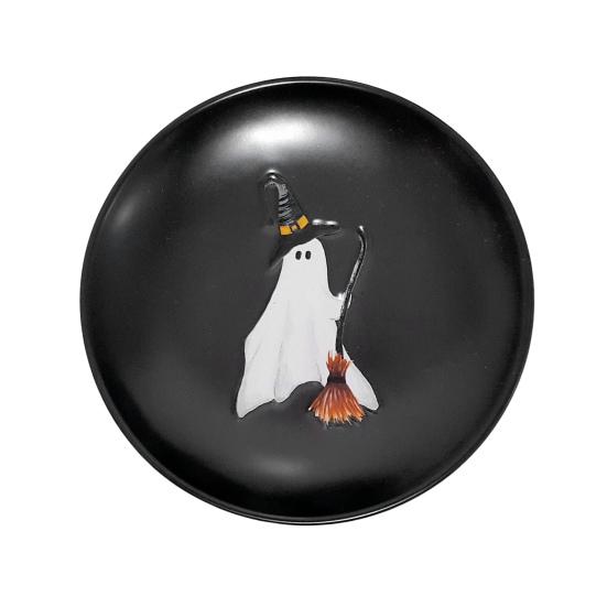 Хэллоуин Тарелка Призрак 7 дюймов Многоразовая Пластиковая Тарелка Призрак Круглая Столовая Посуда для Ужина Десерта для Угощения или Жизни Принадлежности для Вечеринки на Хэллоуин