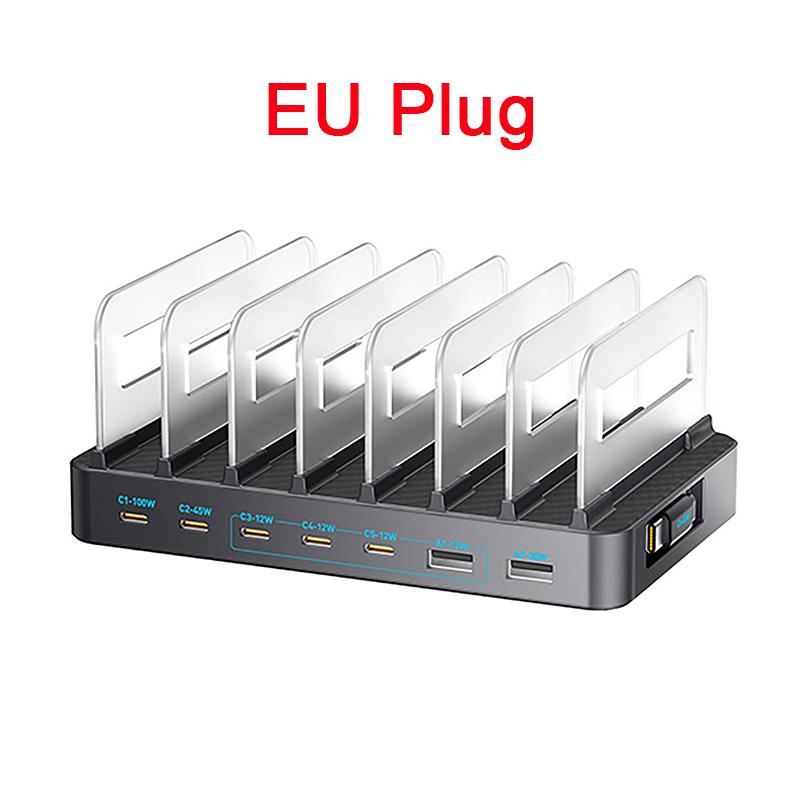 Высокомощная настольная зарядная станция 288 Вт GaN, 8 портов USB, многопортовое зарядное устройство с выдвижным кабелем для мобильных телефонов и компьютеров