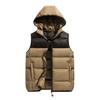 Men Winter Cotton Vest Padded Thick Warm Sleeveless Hooded Loose Drawstring Pockets Zipper Closure Windproof Soft Warm Men Solid Color Men Waistcoat