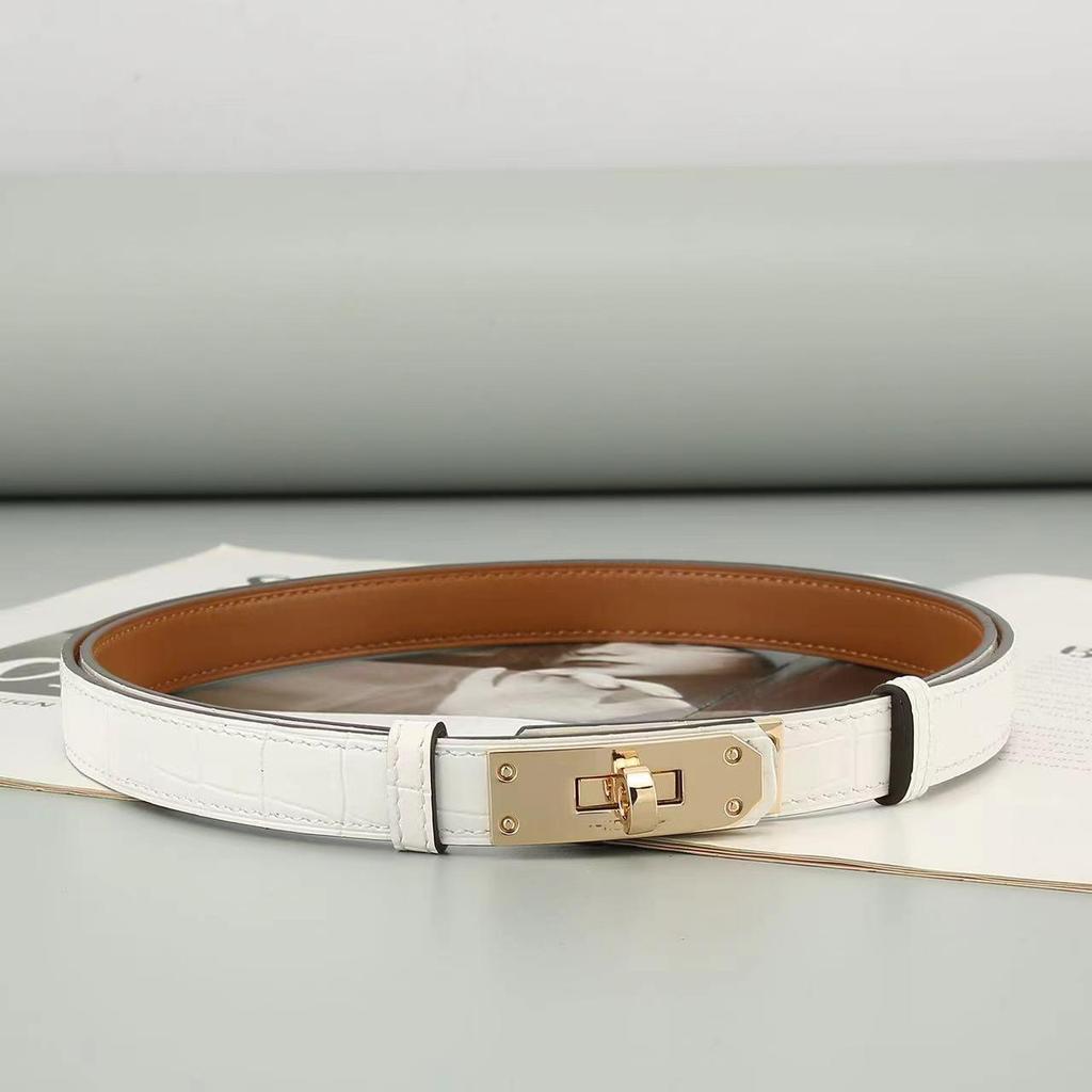 Women's Adjustable Genuine Leather Alligator Pattern Belt