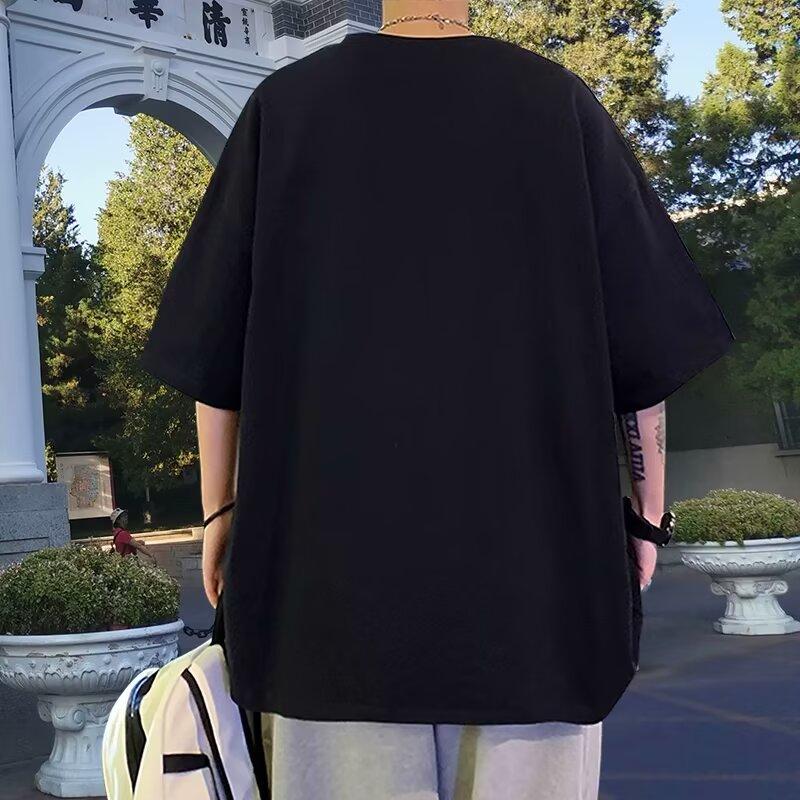 2024 Новая футболка с короткими рукавами для мужчин Ins Fashion Brand Европейский и американский стиль хип-хоп круглый вырез нижняя рубашка верхняя летняя