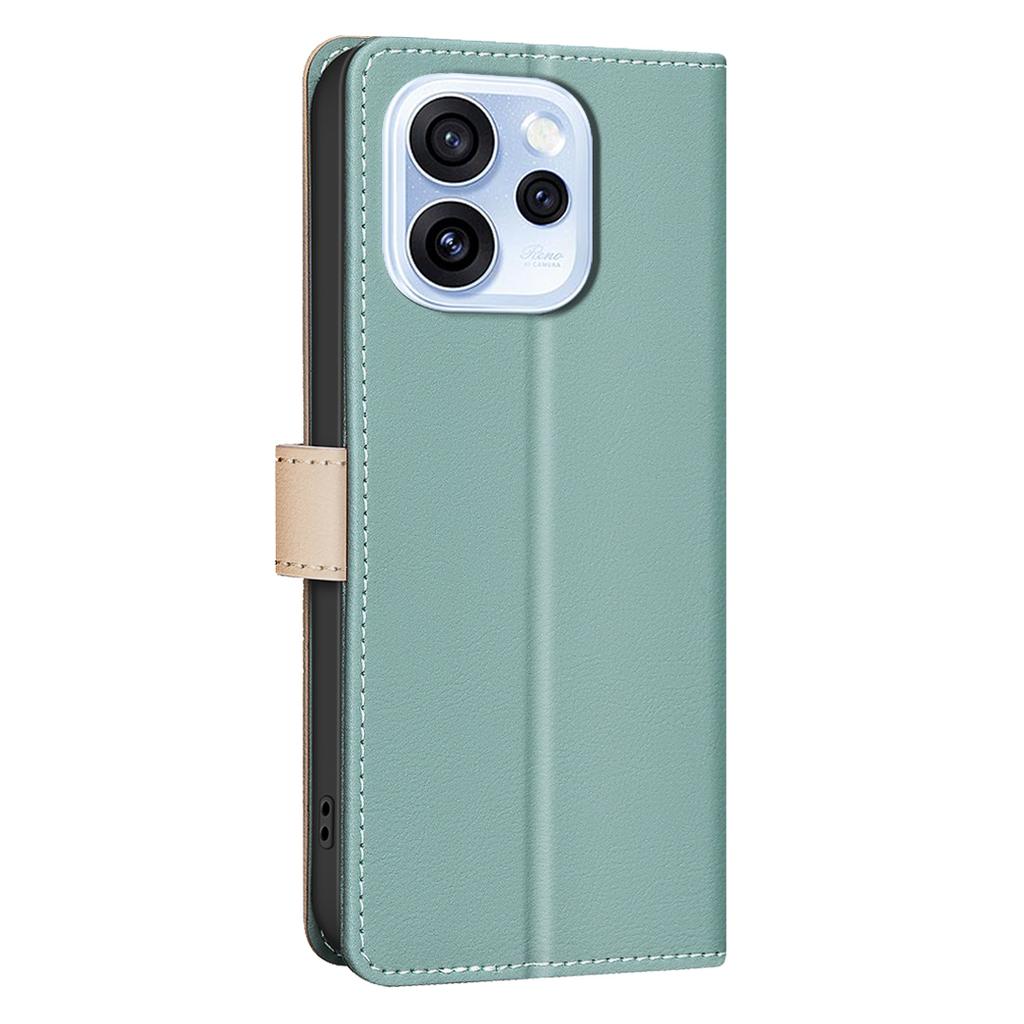 For Oppo Reno15 F 5G Leather Case BINFEN COLOR Splicing Color RFID Blocking Wallet Stand Phone Cover