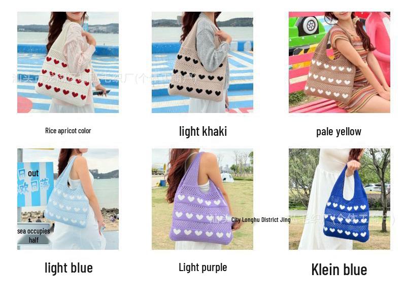 Heart-Shaped Knit Bag: Casual Minimalist Shoulder Tote for Women