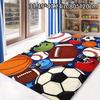 Sports Themed Area Mat Non Slip Machine Washable Polyester Fiber Football Baseball Soccer Basketball Living Room Bedroom Outdoor