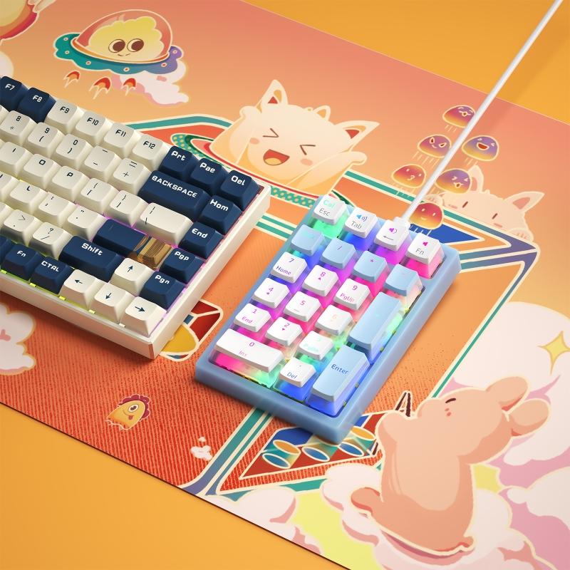 K10 Механическая цифровая клавиатура Numpad LED с подсветкой Клавиатура с расширенной раскладкой синего/черного цвета для кассира