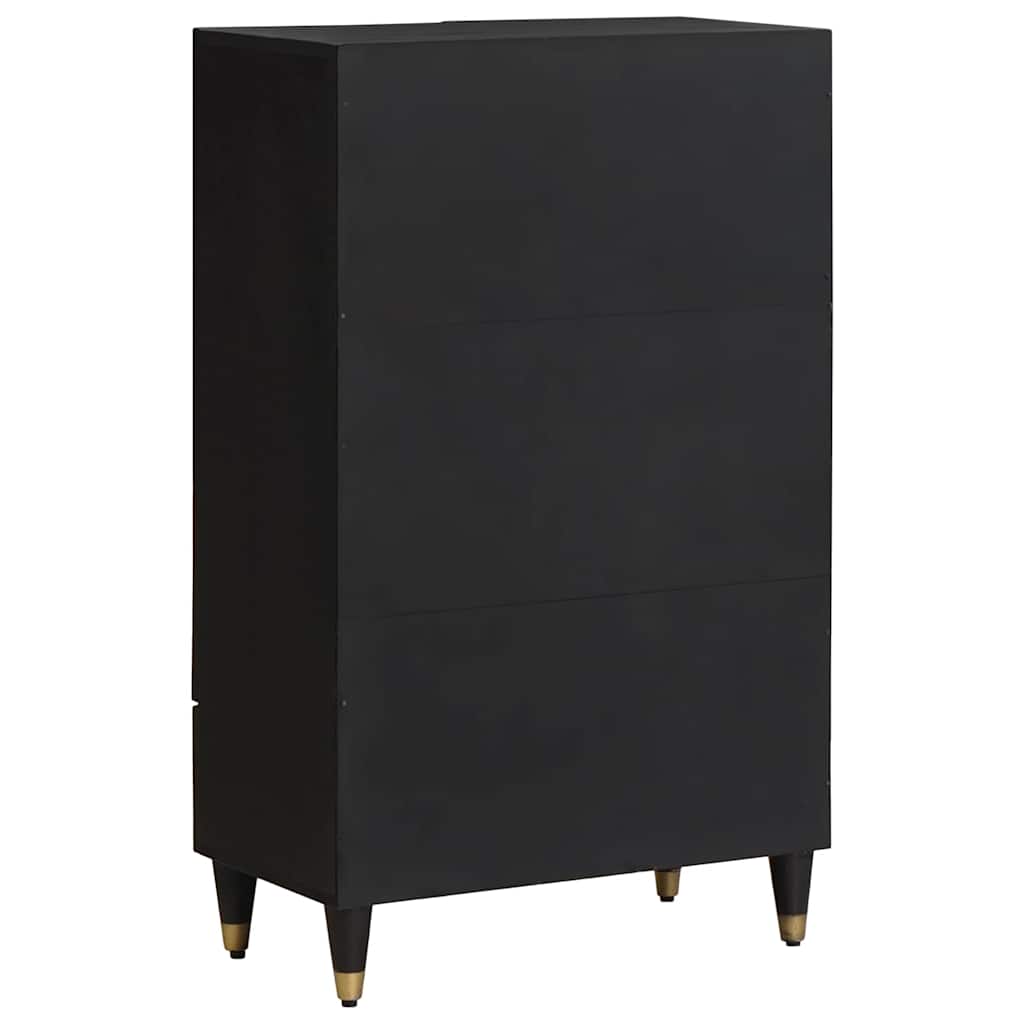 Highboard with Shelf Black 60 x 33 x 100 cm Solid Mango Wood