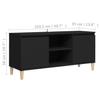 TV Stand with Solid Wood Legs Black 103.5 x 35 x 50 cm