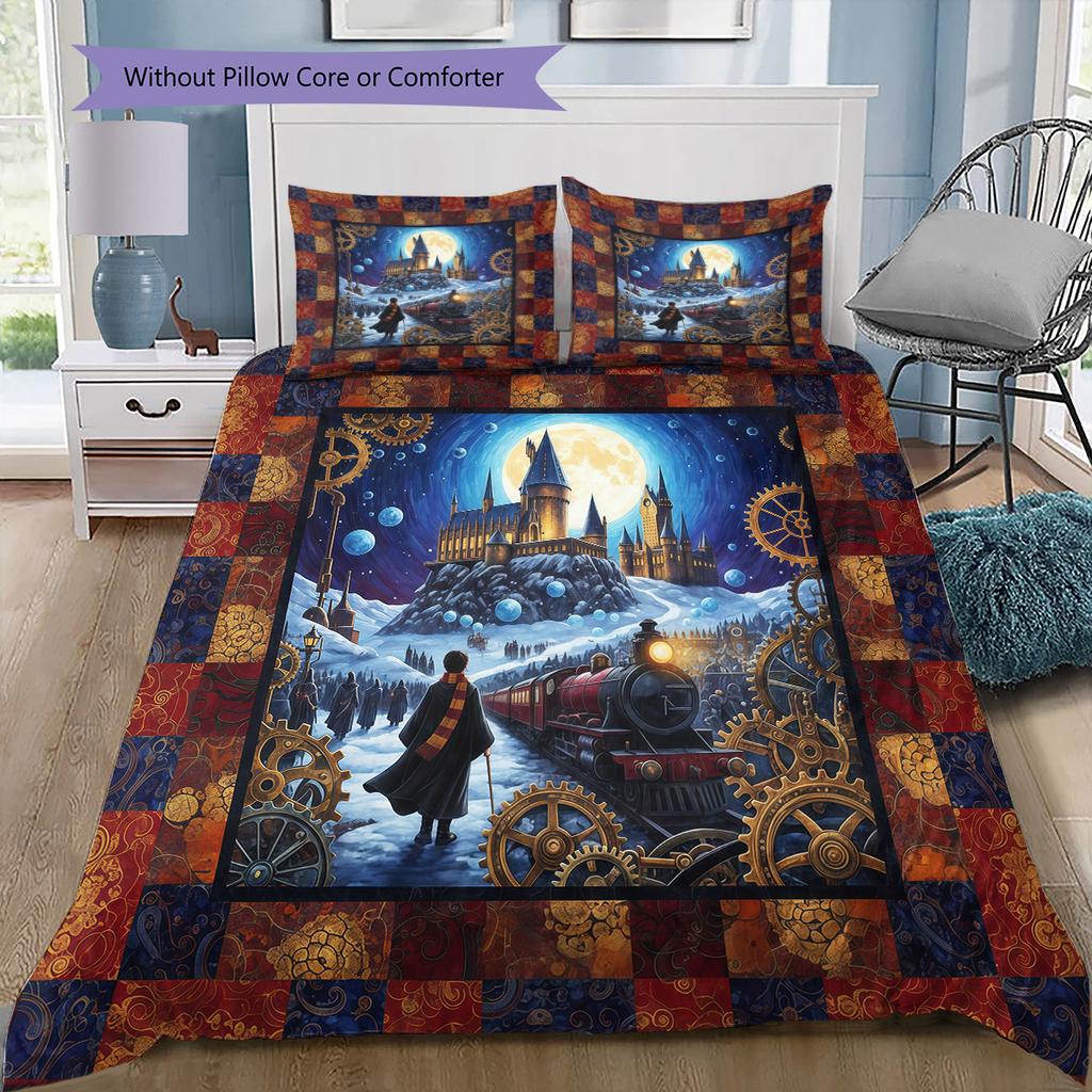 Мультяшный Узор Комплект Постельного Белья Одеяло Пододеяльник Наволочка Домашний Декор Подарок на День Рождения (1 пододеяльник + 2 наволочки, без наполнителя)