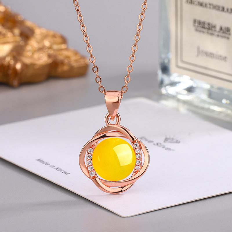 Этническое колье с подвеской из циркона и зеленого агата с желтым, красным, белым халцедоном для женщин