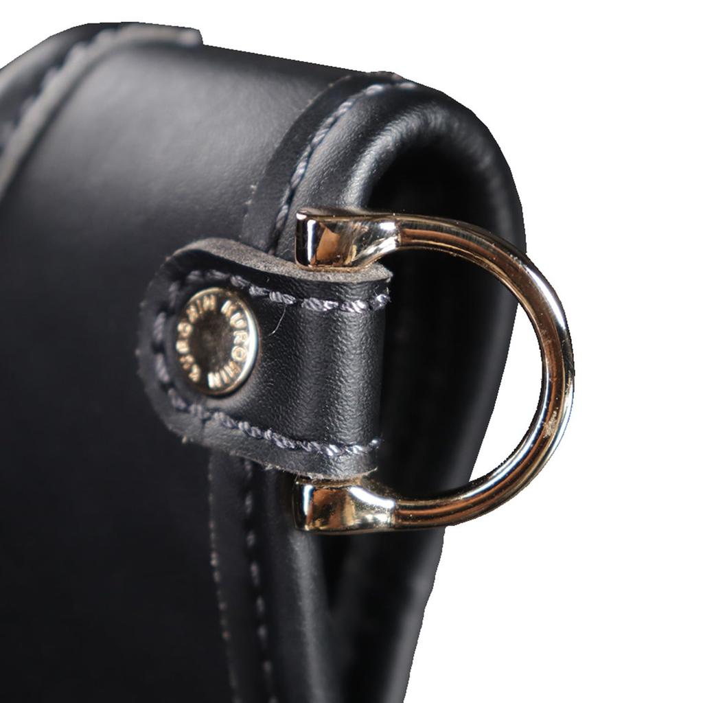 Fujiya Architectural Thin Waist Bag 3 Tiers Black Gold LIGHT PU LEATHER SERIES AB-43BG