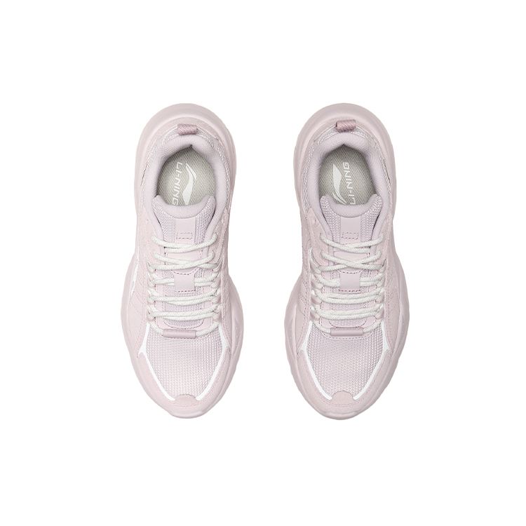 Li Ning Chasing The Moon амортизирующие нескользящие прочные низкие спортивные повседневные туфли женские кроссовки розовые белые AGLQ248-2
