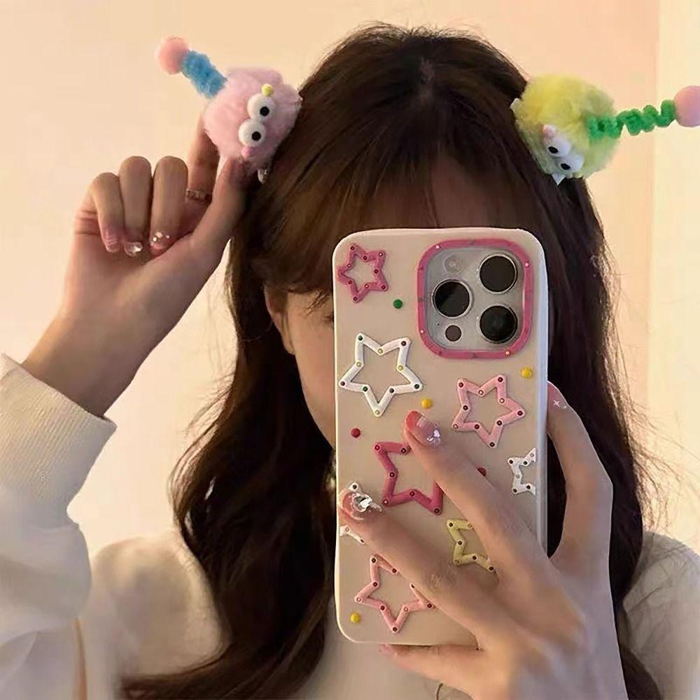 Пушистая заколка-брикет ручной работы, заколка для челки, милый боковой зажим, заплетенные волосы