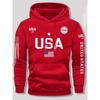 Mens Oversized Hoodie With USA Print Casual Long Sleeve Sweatshirt Fall