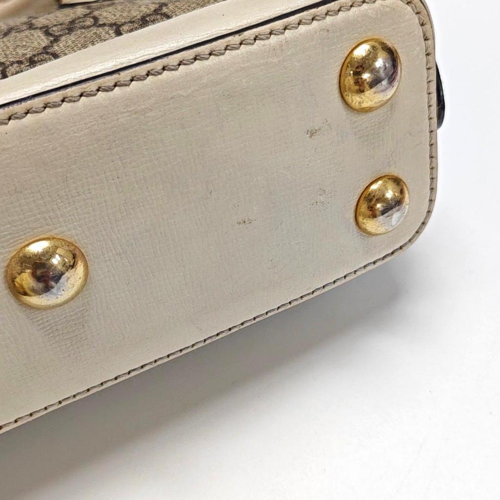 [Pre-Owned] Gucci Horsebit 1955 Mini Top Handle Bag 'GG Supreme/White' - Fair #1BSHVTV