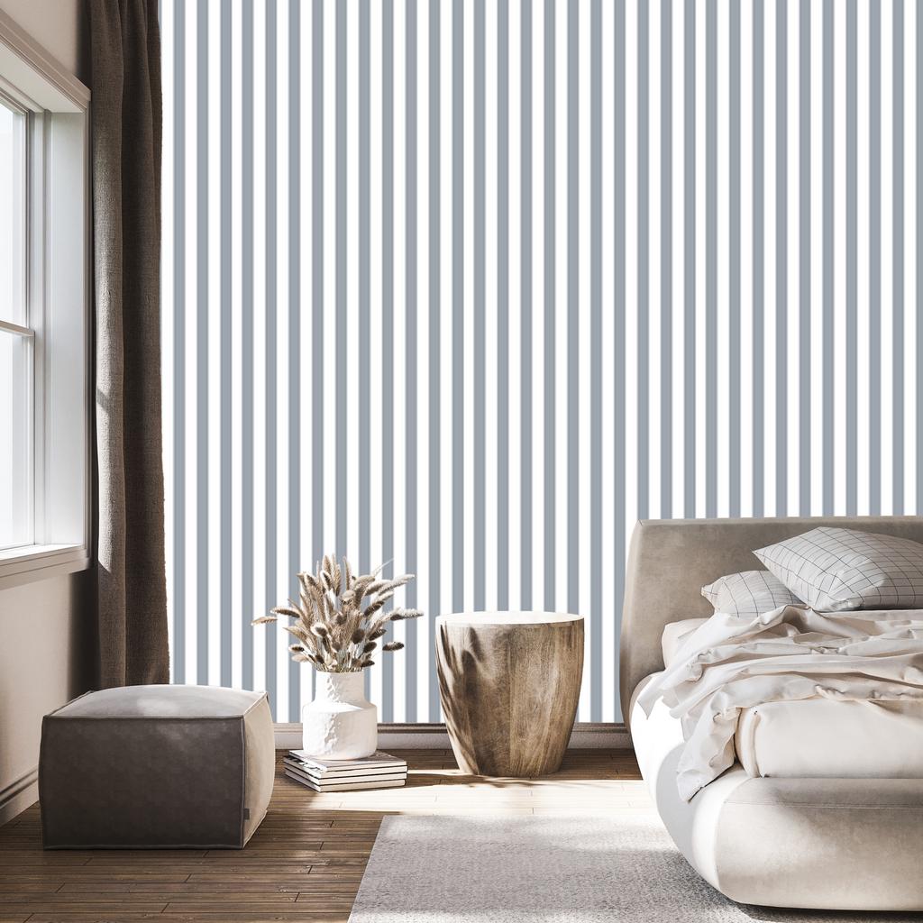 Light gray, white and gray stripes wallpaper 50x1000