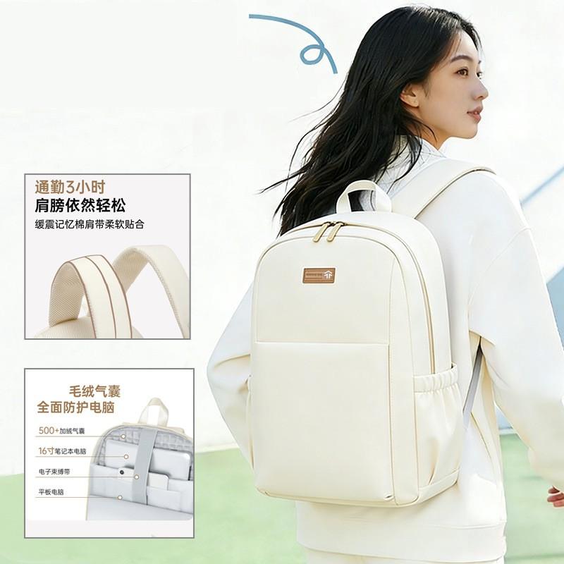 Lightweight Laptop Backpack Women Daily Commute Large Capacity Shockproof Nylon Urban Minimalist Style