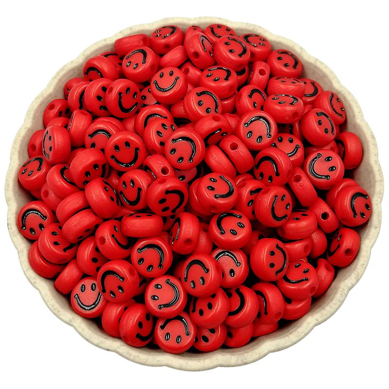 100 шт. карамельный цвет DIY акриловые круглые бусины милые улыбающиеся бусины с отверстием для изготовления ювелирных изделий