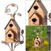 Birdhouse Garden Stakes Garden Outdoor Metal Birdhouse Decoration Bird Houses for Outside with Pole for Garden Yard Decoration