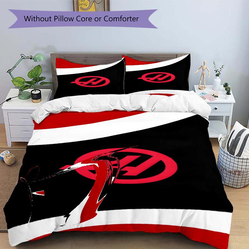 3pcs Duvet Cover Set (1*Duvet Cover + 2*Pillowcase, Without Core), Haas F1 Racing Team Print Bedding Set, Bedroom Decor, All‑Season, Gift