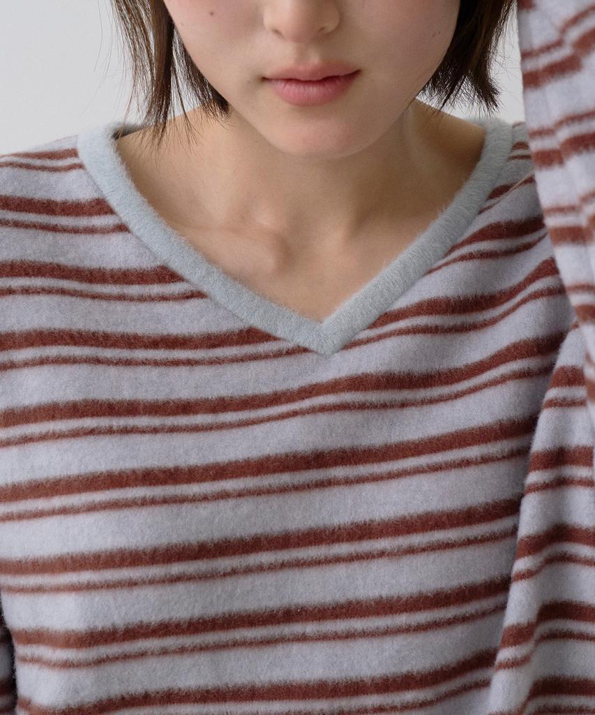 Sayu Полосатый Свитер с V-образным вырезом Синий