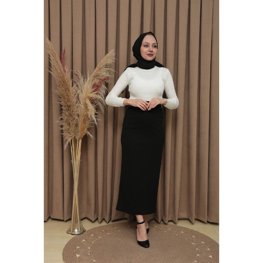 Женская черная юбка-карандаш на эластичном поясе