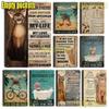 Abysssinan CAT Metal Tin Sign Art Poster Cafe Bathroom and Home Retro Iron Painting Wall Decor Retro Beach Farmhouse Pet Shop