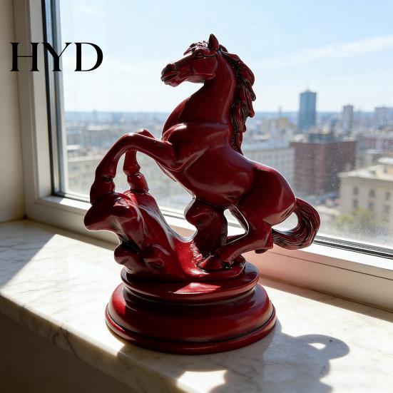 Wooden Zodiac Horse Sculpture Feng Shui Statue 2026 Year of The Figurine for Prosperity Positive Energy Gift Success Office Desk Decor