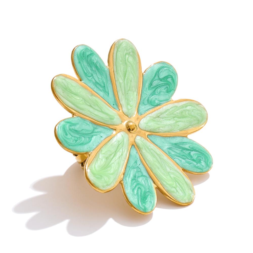 Eetit Trendy Colorful Enamel Flower Y2K Golden Ring for Women Summer Daily Stainless Steel Trendy Adjustable Finger Jewelry Gift