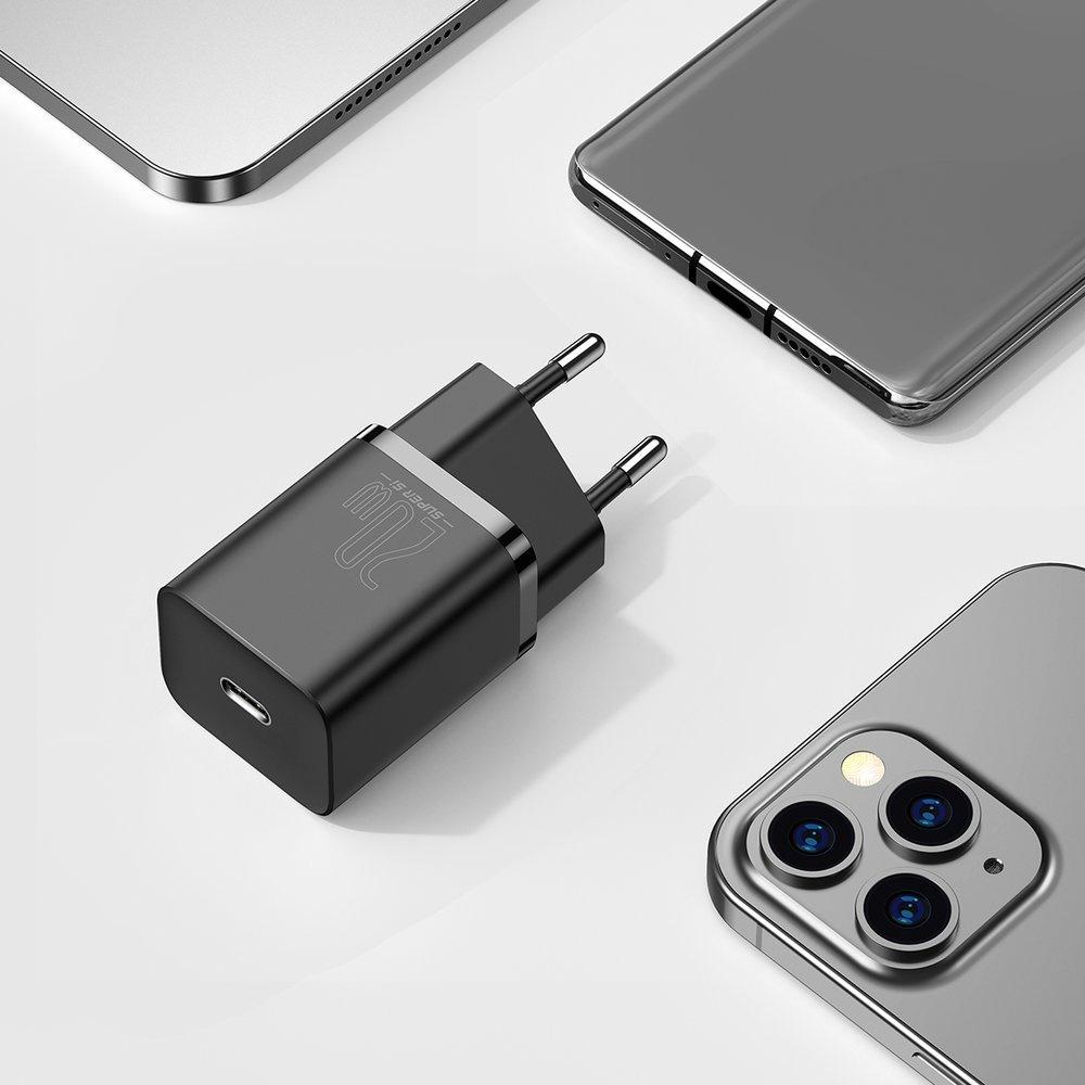 Быстрое зарядное устройство Baseus USB-C мощностью 20 Вт с технологией Super Si и функцией подачи питания (Белый)