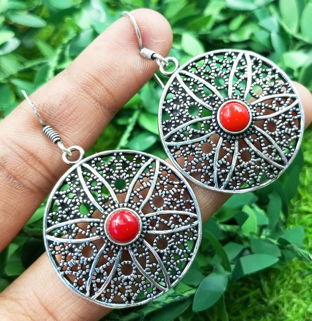 Ювелирные изделия для девочек-серьги-крючки с коралловым драгоценным камнем из стерлингового серебра 925 пробы PQY-IJ15727