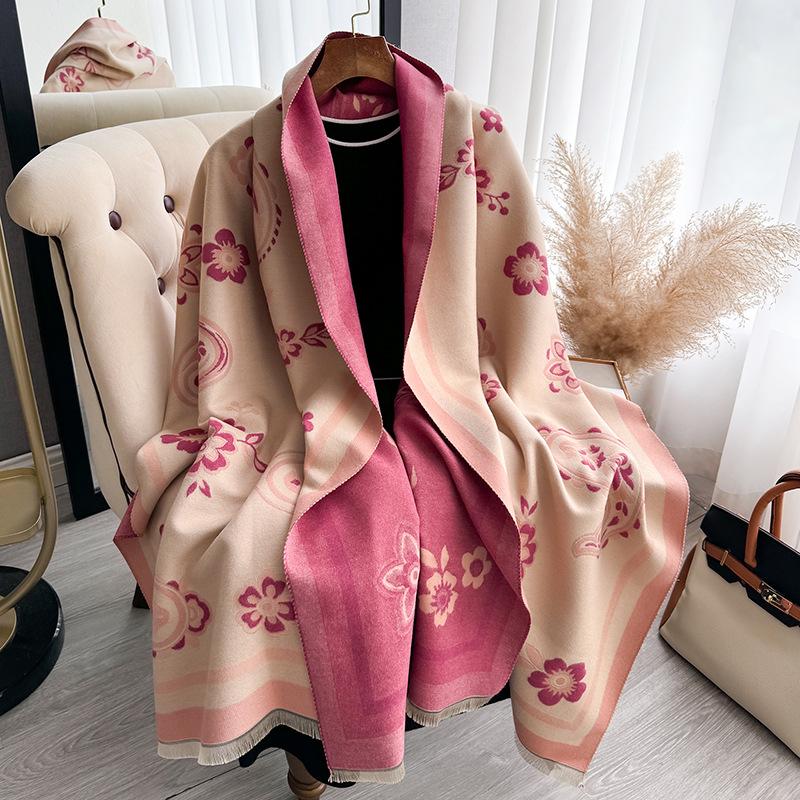 Versatile Printing Autumn And Winter Double-Sided Imitation Cashmere Scarf Winter High-End Warm Shawl Women