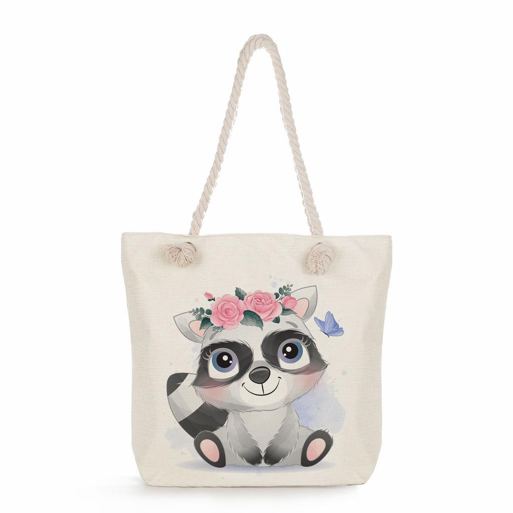 Многофункциональная Милые животные Принт Толстая веревка Плечо Пляжная сумка 7586