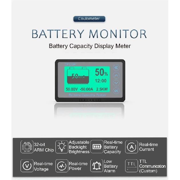TF03KH digital current meter DC8-120V 0-750A power 1W cable length 3M for electric vehicles power supplies instruments