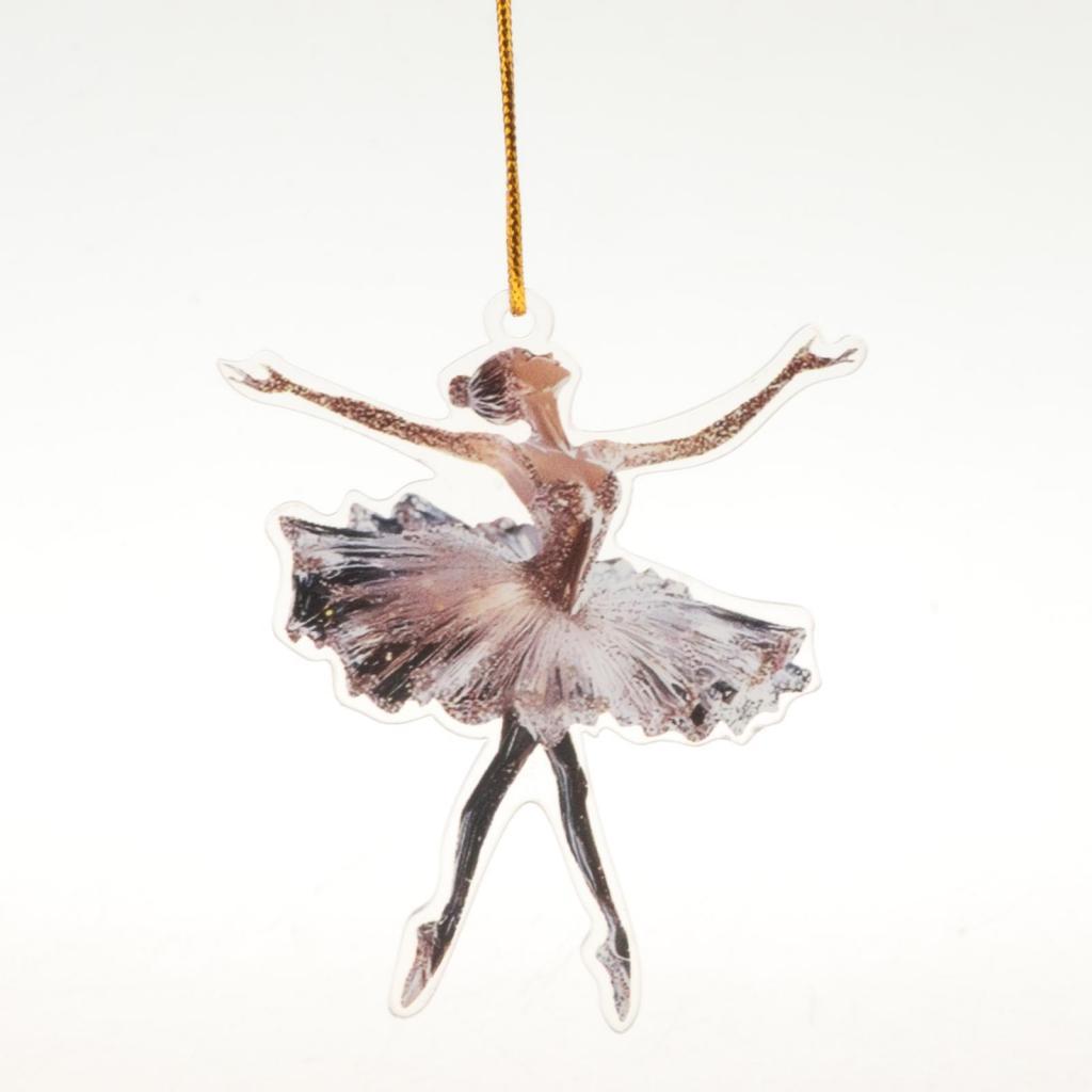 2D Glittering Ballerina Decorative Bauble Christmas Tree Decoration Hanging Ornament
