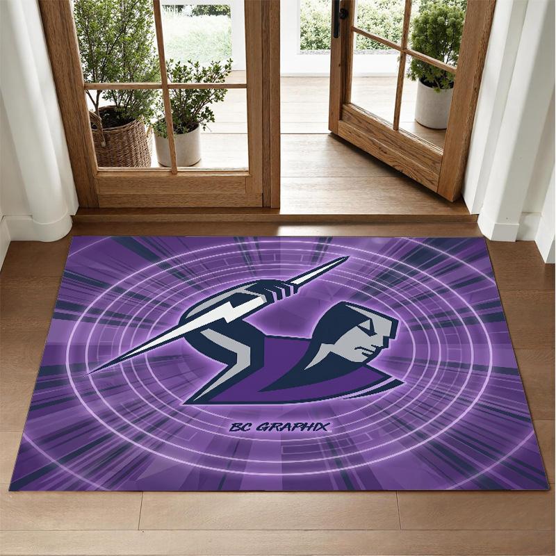 Melbourne Storm Design Crystal Velvet Rug Soft Decorative Mat for Bedroom Entrance