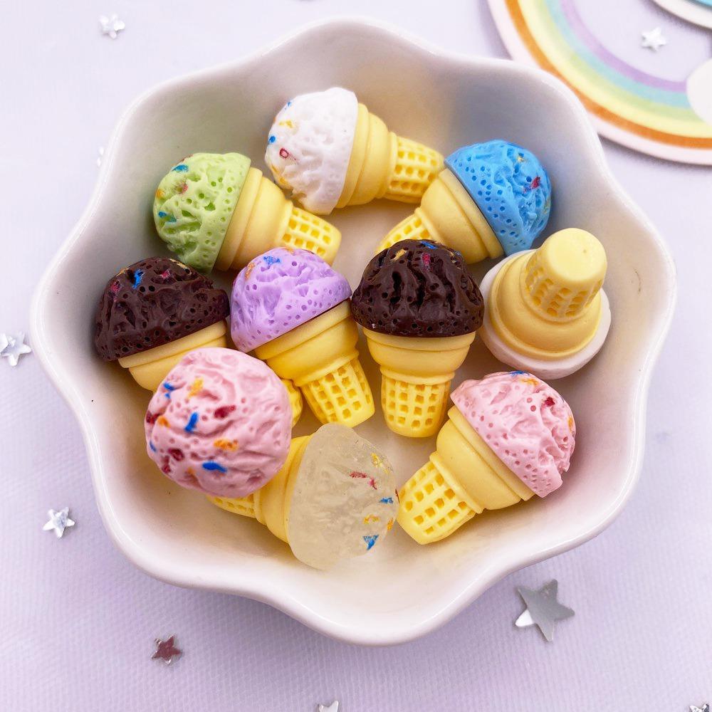 Colorful Resin 3D Cheese Cone Flatback Cabochon Stone Fake Candy Food Figurines 10pcs DIY Bow Accessories Scrapbooks Crafts