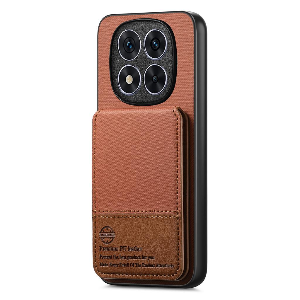 Чехол для Xiaomi Redmi Note 14 Pro+ 5G Тканевая текстура Кожа+ПК+ТПУ Блокировка RFID Чехол для телефона с держателем для карт