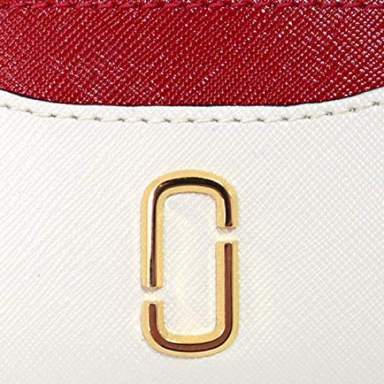 Marc Jacobs Saffiano Leather Card Case with Snapshot Double J Slim Card Business Card Coconut M0013355 Logo, Case, Holder, Multi,